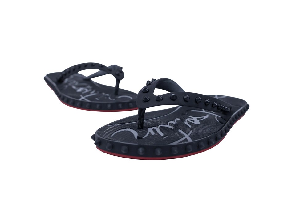 Christian Louboutin Black Rubber Thong Flip Flops Sandals Size 43
